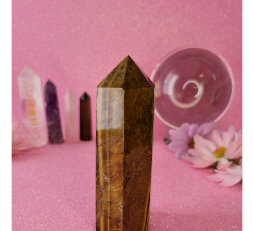 Obelisco Cuarzo Natural Ojo De Tigre Punta Energy 10,5cm