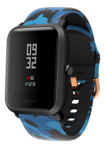 Correa Compatible Con Amazfit Bip Camuflado Azul