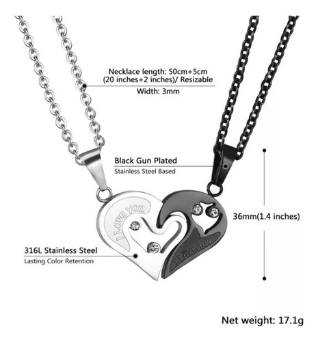 Collar Para Pareja, Puzzle Dije Corazón Amistad Colgante Con