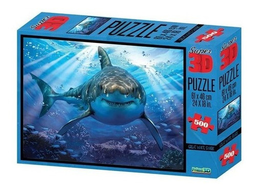 Quebra Cabeça Puzzle Super 3d Tubarão 500pç Multikids