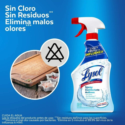 Imagen 3 de 5 de Lysol Spray Desinfectante Multiusos Cleanser 650ml