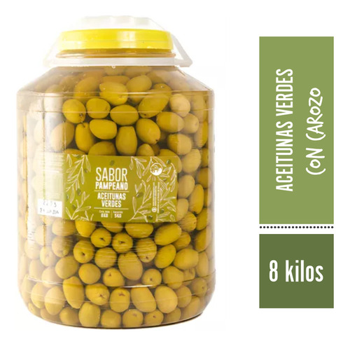 Aceitunas Verdes Con Carozo N°0 8kg - Sabor Pampeano