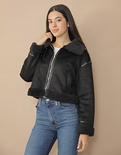 Campera Gamulan Corderito Peluche Mujer