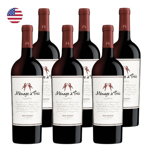 Kit 6 Vinhos Trinchero Ménage Trois Red Blend Tint Eua 750ml