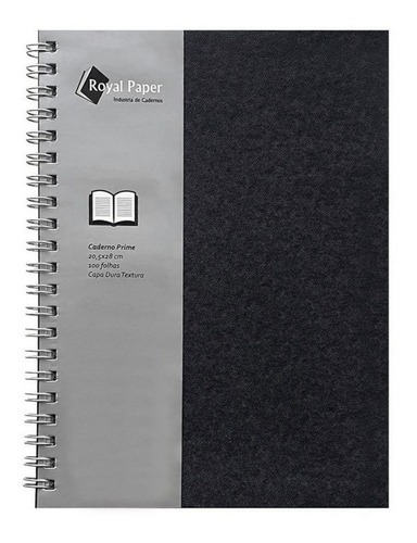 Caderno Royal Paper Prime Sem Pautas 100 folhas  unidade x 1 28cm x 20.5cm cor preto