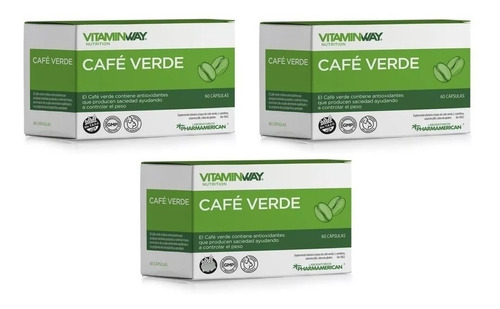 Suplemento Cafe Verde - Vitamin Way - 60 Capsulas X3