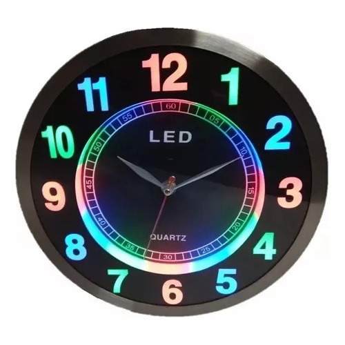Reloj Analogico Pared Con Luz Led 25 Cm