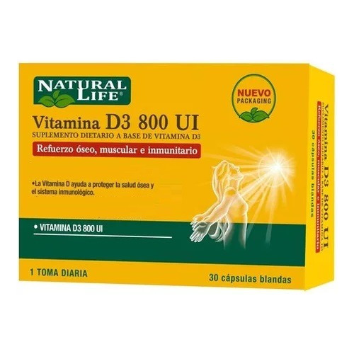 Suplemento Cápsulas Vitamina D3 Natural Life Refuerzo Oseo