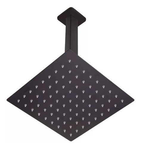 Ducha Chuveiro Quadrado Teto 20x20 Preto Com Braço De 30cm Acabamento Fosco
