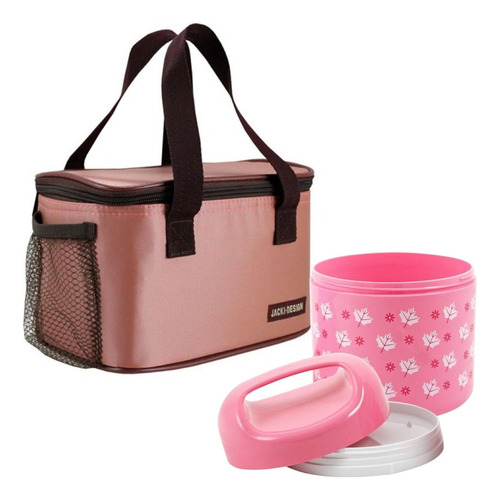 Bolsa Térmica De Mão Com Marmita De Alça Rosa