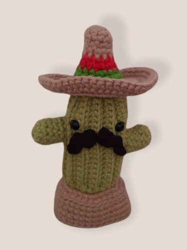 Amigurumi Cactus , Con Bigote Y Sombrero 