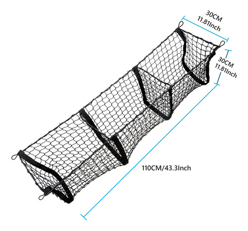 Red Carga Para Maletero 3 Bolsillo Organizador Malla Negra 4