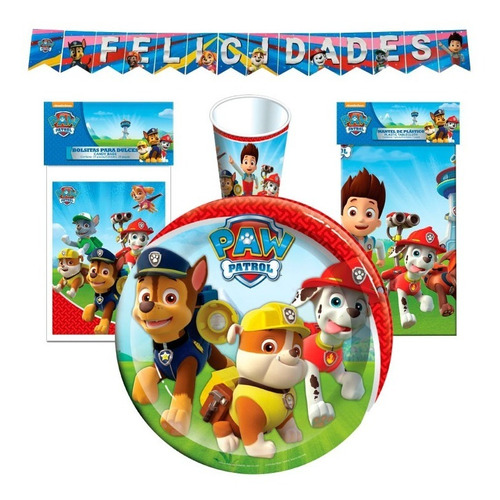 Kit Fiesta Paw Patrol Para 6 Niños.