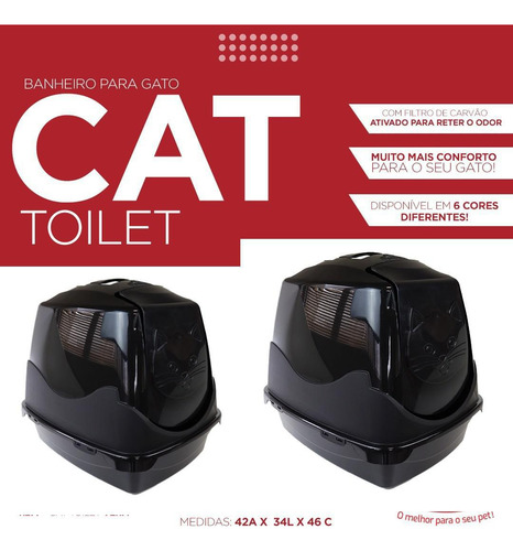 Banheiro Cat Toilette Happy Cat Com Carvão Ativado - Preto