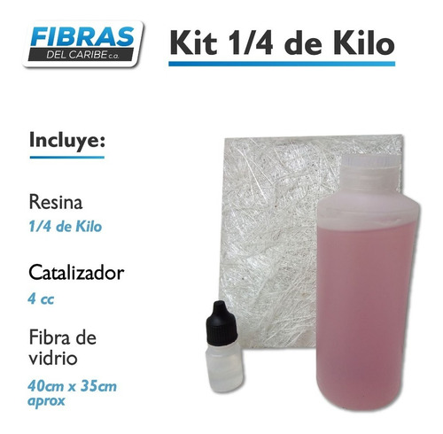 Kit De Fibra De Vidrio De 1/4 De Kilo, Marca Polyresin
