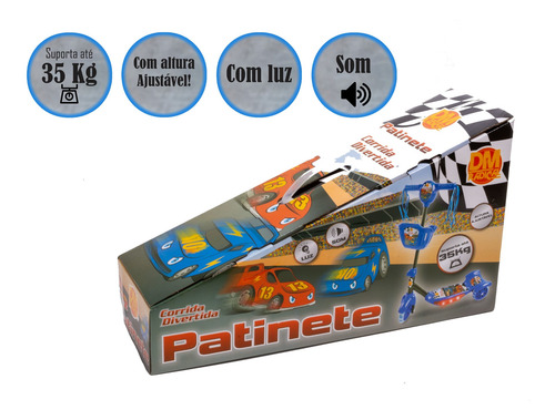 Patinete Desenho De Carrinho Suporta Até 35kg E Capacete