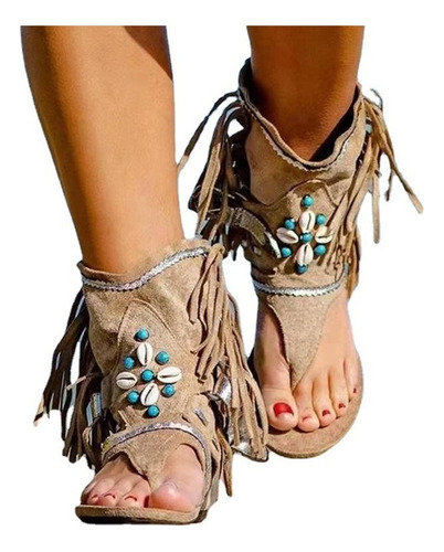 Sandalias De Estilo Bohemio Con Borlas Con Puntera De Clip