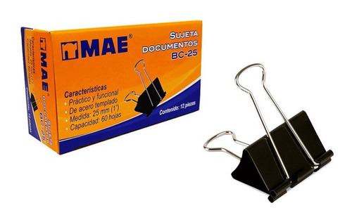 Sujeta Documentos Mae Bc-25 Con 12 Sujetadores Cap 60 Hojas