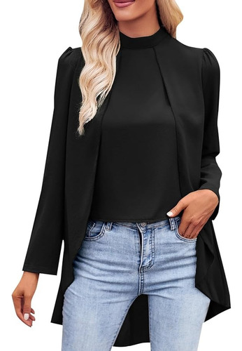 Blusa Con Dobladillo Irregular Mujer Moda Casual Elegante