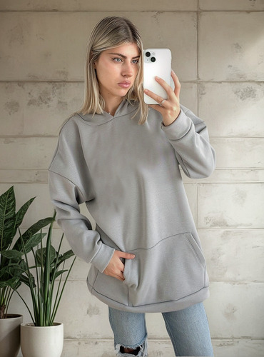 Buzo Mujer Frisa Maxi Buzo Canguro Overzise