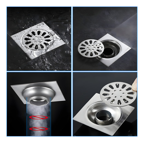 Ralo Banheiro Chuveiro Piso Chão Anti Odor Grelha Aço Inox 1