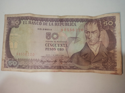 Billete De 50 Pesos Oro Colombia (1983)