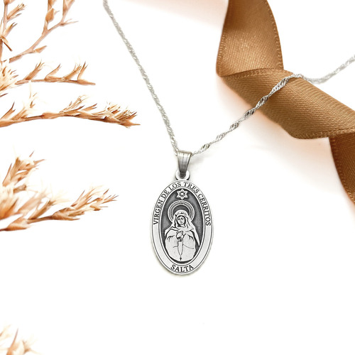 Cadena Y Dije Virgen De Los Tres Cerritos Salta Plata 925 Plata 925 40 Cm