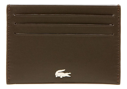 Cartera Tarjetero Lacoste Fitzgerald De Piel Para Hombre Color Marrón Diseño De La Tela Liso