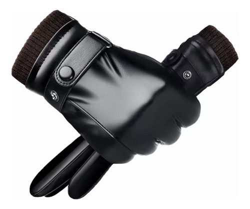 Guantes De Cuero Para Hombre, Con Forro Polar, Gruesos Y Cál