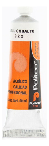 Pintura Acrílica Profesional Línea 900 Politec 60ml Color Azul Cobalto No 922