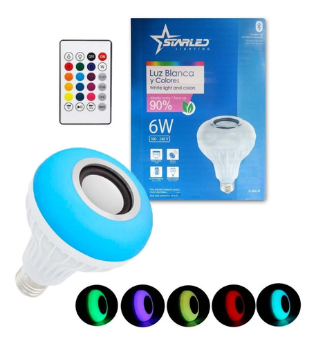 Bombillo Cornetas Bluetooth Led Musica Con Control 6w Tienda