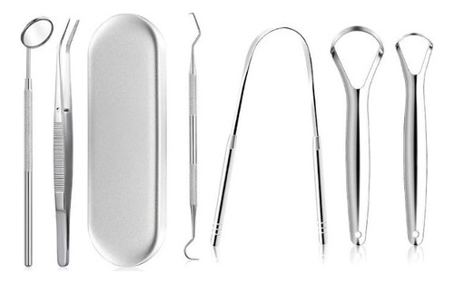 Kit De Aseo Dental En Acero Inoxidable 6 Piezas Con Estuche