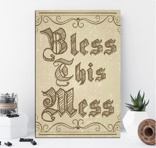 Vinilo Decorativo 20x30cm Bless This Mess Frases Ho