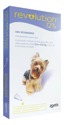 Revolution 30 Mg Cães 2,6 A 5 Kg 1 Pipeta 0,25 Ml Selamectin