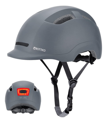 Grottico Casco De Bicicleta Para Adultos Con Luz  Doble Cer