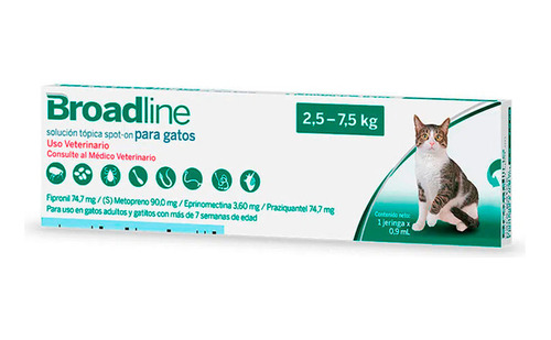 Pipeta Antiparasitario Broadline Gatos De 2.5 A  7.5 Kg