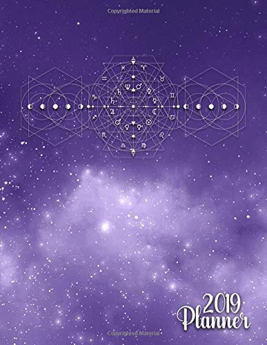 2019 Planner Galaxy Phases Of The Moon Planner With Weekly, 