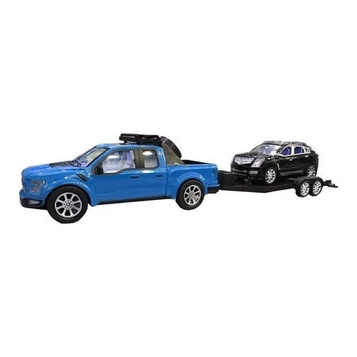 2 Vehiculos A Friccion Camioneta Con Trailer Pickup Track