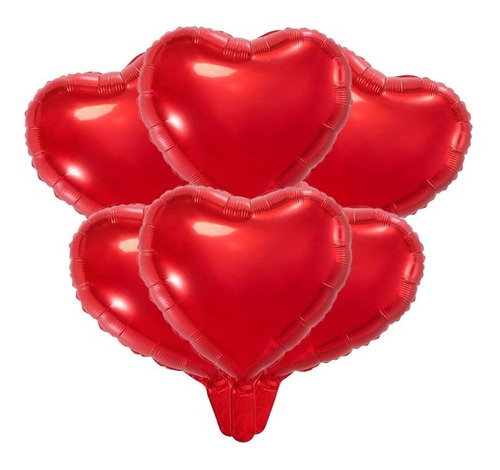 Pack 6 Uds Globo Metálico Silueta Corazón 45 Cm