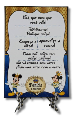 20 Plaquinhas De Agradecimento Mickey Realeza