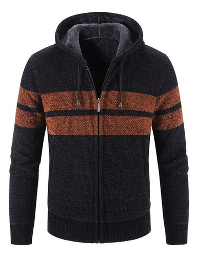 Suéter Con Capucha A Rayas Para Hombre, Suéter Con Bolsillos