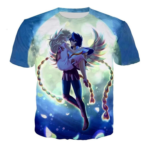 Camiseta De Manga Curta Com Estampa Digital Saint Seiya Cent