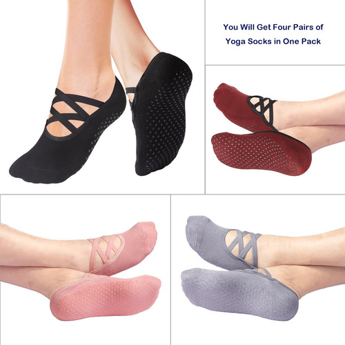 Calcetines De Yoga Antideslizantes Con Empuñaduras, Para