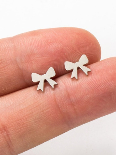 Aros Aretes Con Diseño De Cinta Lazo - Acero Quirurgico