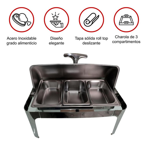 Chafer Hotelera Buffet Acero Inoxidable Tercio Shorbull