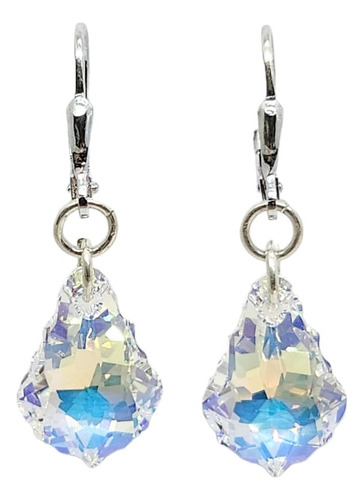 Aros Brisura Cristales Swarovski Barroco 16 Mm Plata 