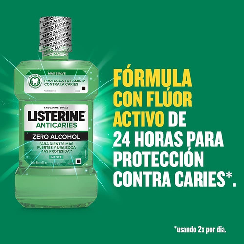 Enjuague Bucal Listerine Anticaries Zero Alcohol Menta 250ml