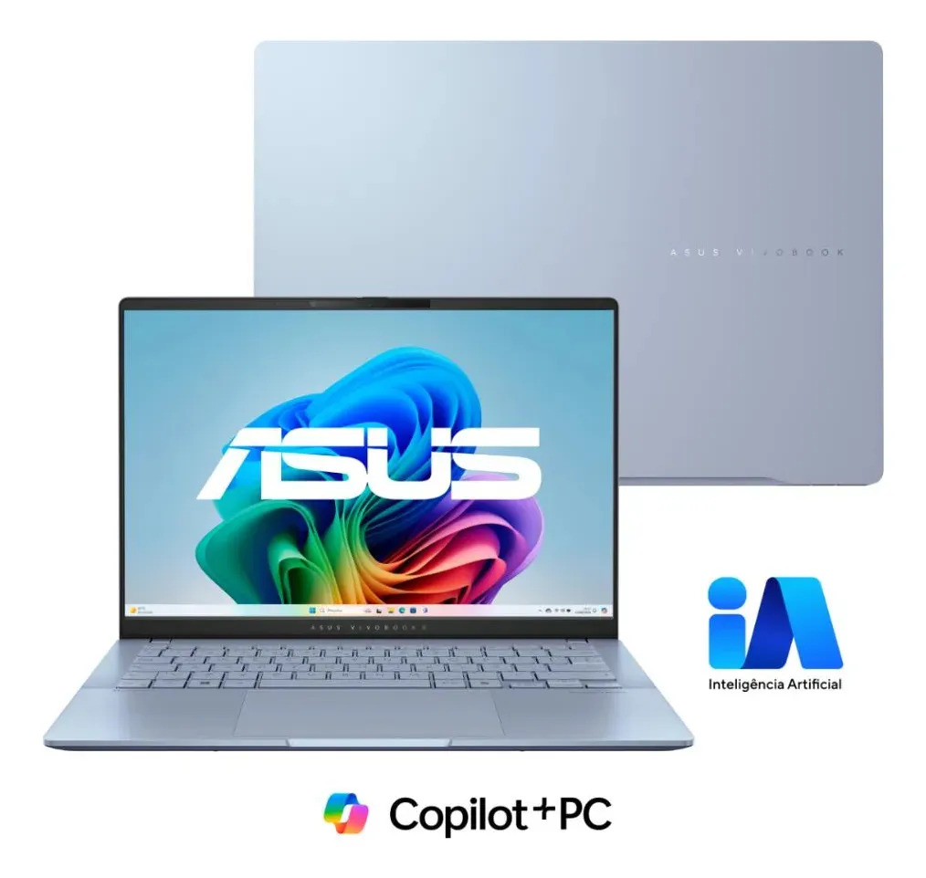 Notebook ASUS Vivobook S 14 S5406SA Copilot+ PC Intel Core Ultra 7 256V 16GB RAM 512GB SSD Windows 11 Home 14" OLED Mist Blue QD299W
