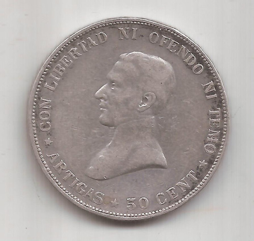 Uruguay Moneda De Plata 50 Centesimos Año 1917 12.5 Gramos (Usado)