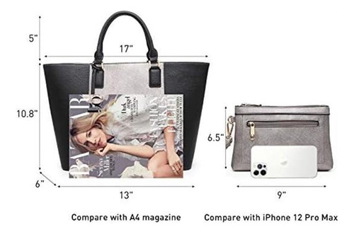 Mkp, Bolsos De Mano Grandes De Dos Tonos Para Mujer, Bolsos